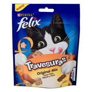 Felix Travesuras Original Mix Snack para Gatos pollo hígado pavo 2 kcal por unidad