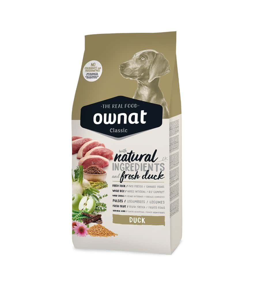 Ownat Classic Duck Perro Adulto pato fresco Omega 3 lino sin conservantes todas las razas