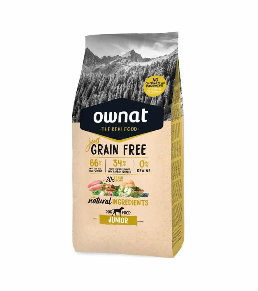 Ownat GF Just Junior Cachorro Sin Cereales pollo fresco glucosamina arándanos sin conservantes