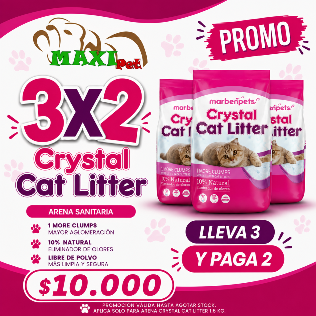 Promo 3×2 Crystal Cat Litter Arena Sanitaria 1.6 Kg
