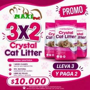 Promo 3x2 Crystal Cat Litter Arena Sanitaria 1.6 Kg