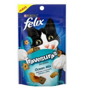 Felix Travesuras Ocean Mix Snack para Gatos camarón salmón atún crujiente