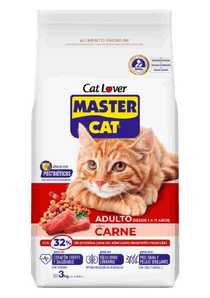 Master Cat Adulto Carne Gato Adulto bolas pelo omega 3 taurina equilibrio urinario